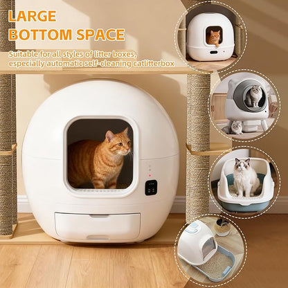 Wood Cat Tree for Automatic Litter Box, 60.2 Inch Tall Modern Cat Tree Tower - Image 4