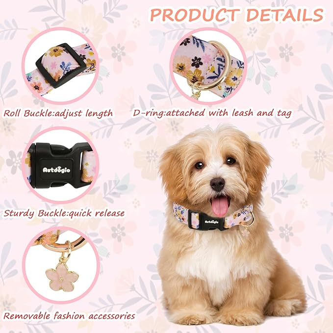 Dog Collar for Large Dogs, Spring Pink Dog Collars - Image 3