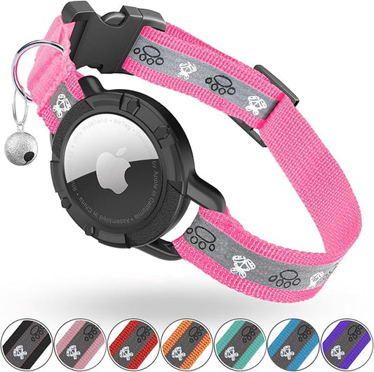 Reflective AirTag Cat Collar, Integrated Cat Tracker Collar by ODOKELE