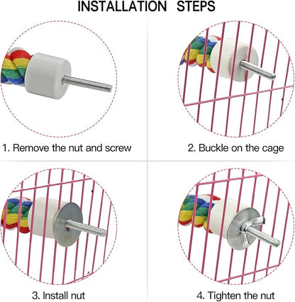 Bird Rope Perches for Parrots, Cockatiels, Budgie Cages Comfy Birds Colorful - Image 5