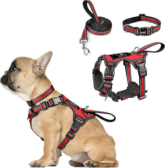 WINSEE Pet Harness Collar and Leash Set, All-in-one Reflective Dog Harness No by WINSEE