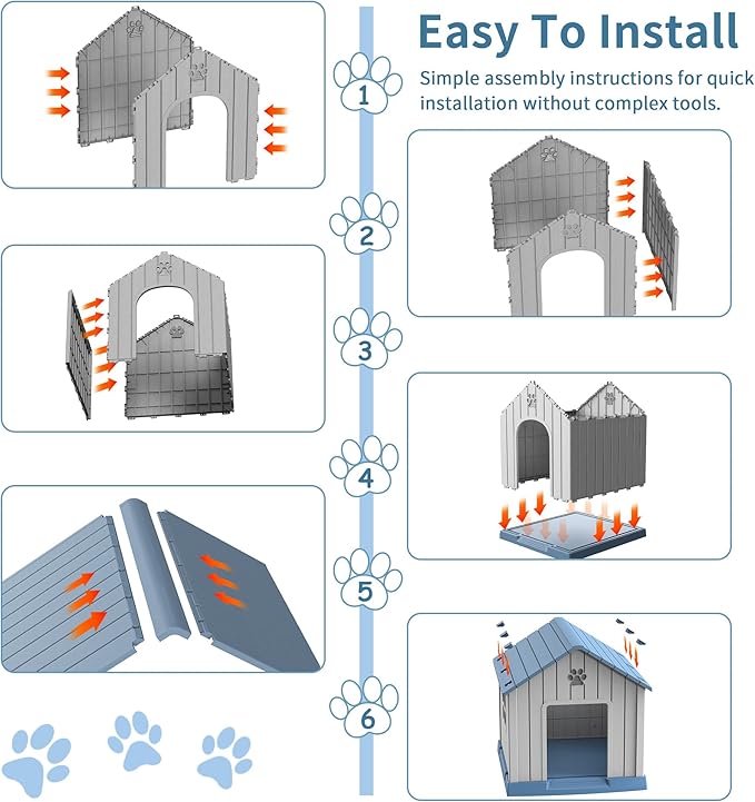Large Dog House Outdoor Weatherproof，Waterproof Resin Outside Dog House - Image 5