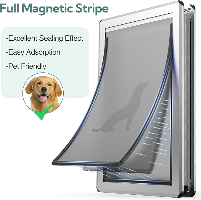 XL Full Enclosed Magnetic Flaps Dog Door, Rustproof Aluminum Alloy Frame - Image 3