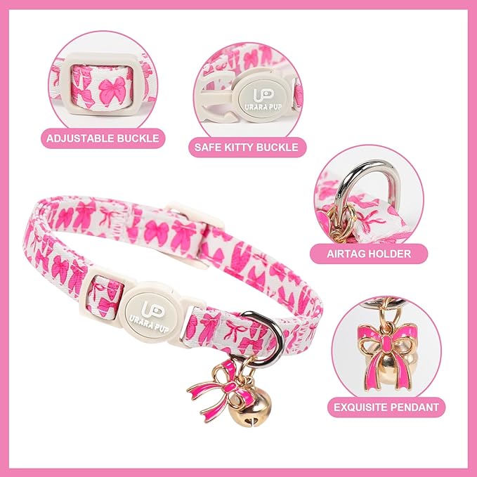 Cat Collar, Pretty Pink Kitten Collars - Image 3