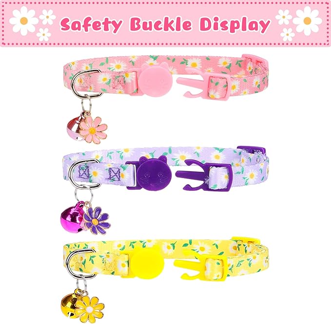 Breakaway Cat Collars with Bell & Cute Pendants, 3 Pack Safety Buckle Kitten - Image 2