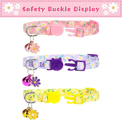 Breakaway Cat Collars with Bell & Cute Pendants, 3 Pack Safety Buckle Kitten - Image 2