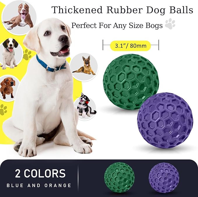 2 Pack Indestructible Squeaky Dog Balls - Image 2