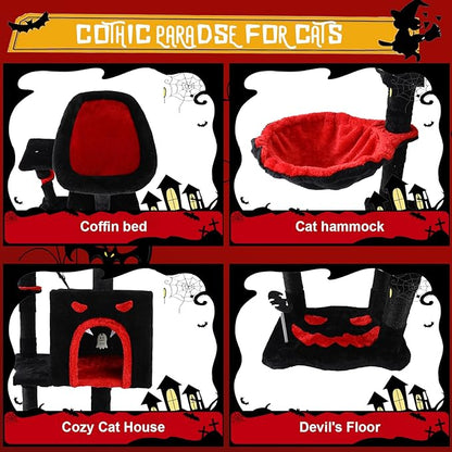 Gothic Cat Tree for Indoor Cats Large Adult, 40.5" Goth Cat Trees Tower - Image 4