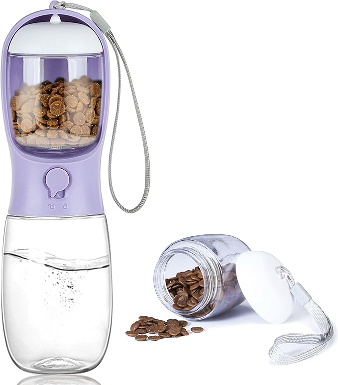 Dog Water Bottle with Food Container, Portable Leak Proof Pet Water Dispenser - Image 2