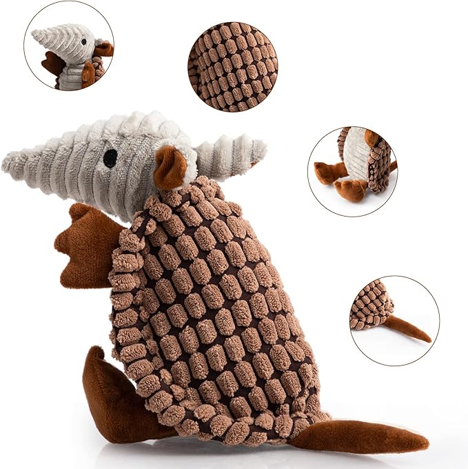 Hollypet Plush Dog Squeaky Toy Stuffed Armadillo Animal Pet Puppy Chew Toys - Image 4