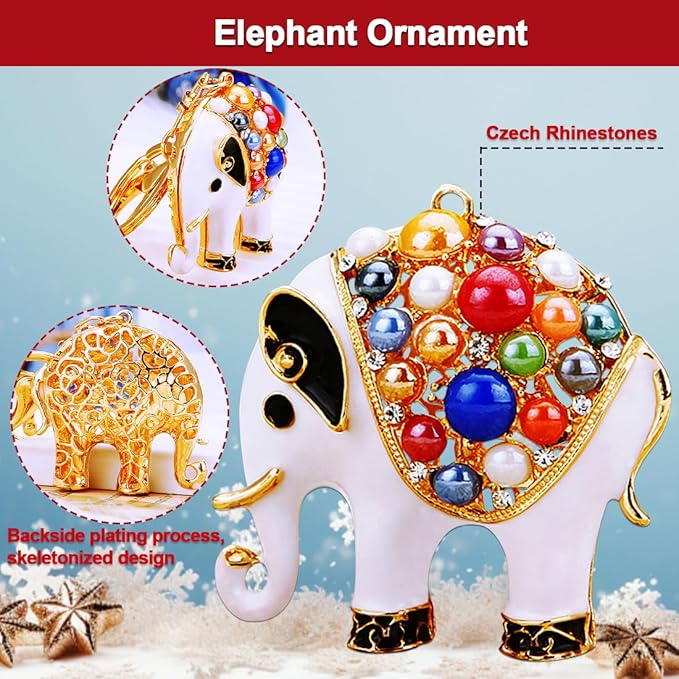 White Elephant Ornament, Metal Elephants - Image 4