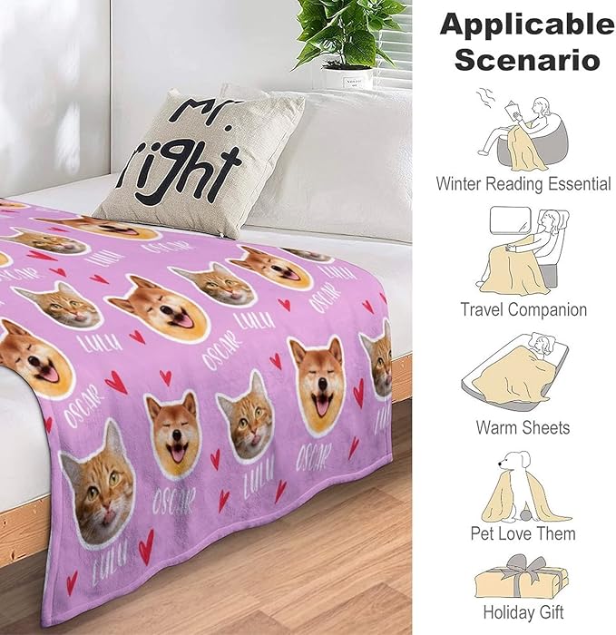 Personalized Pet Faces & Names Blanket - Image 3