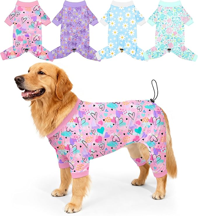 Bienbee Dog Pajamas, 4 Pack Dog Recovery Suit Shedding Suit Cute Soft Puppy by Bienbee