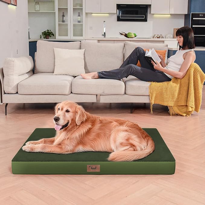 Plush Dog Bed for Medium Dogs, Waterproof Dog Crate Mat Orthopedic Egg Crate - Image 2
