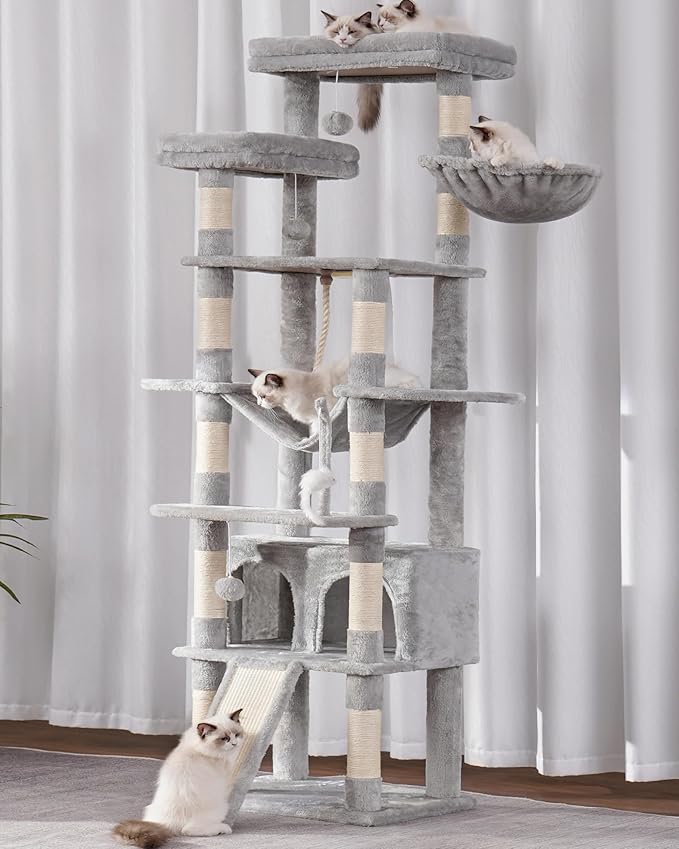 Heybly Tall Cat Tree, 78-inch Multi-Level Cat Tower - Image 3