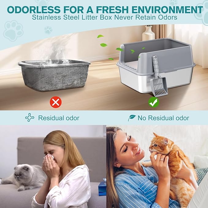 Stainless Steel Cat Litter Box, Metal Kitty Litter Box - Image 4