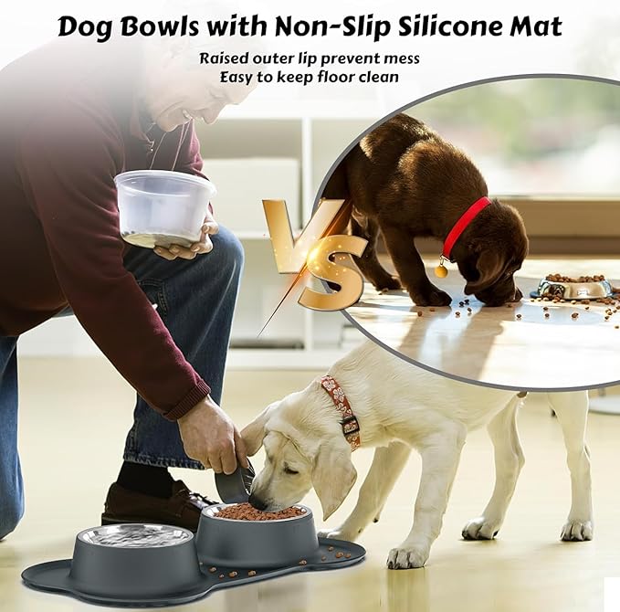 AsFrost Dog Food Bowls Stainless Steel Dog Food & Water Bowl Set - Image 5