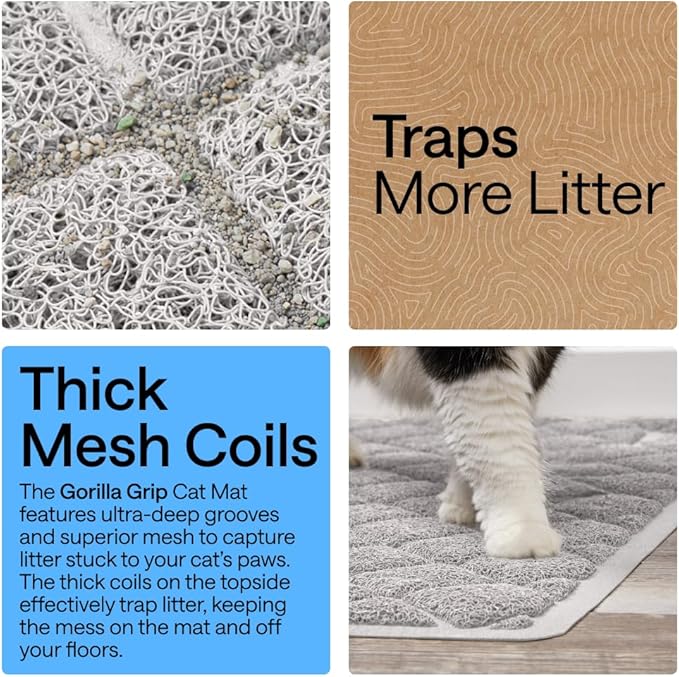 GORILLA GRIP Cat Litter Box Mat, Cushioned Coil Mesh Litter Trapping Mats - Image 3