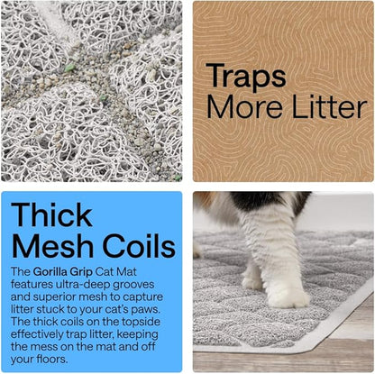 GORILLA GRIP Cat Litter Box Mat, Cushioned Coil Mesh Litter Trapping Mats - Image 3