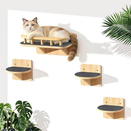 Cat Wall Shelves with 3 Steps, Floating Cat Shelves by Chuiendi