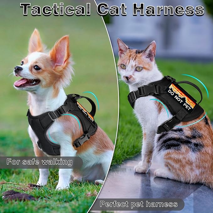 Tactical Cat Harness for Walking, Adjustable Escape Proof Pet Vest for Large Cat - Image 3