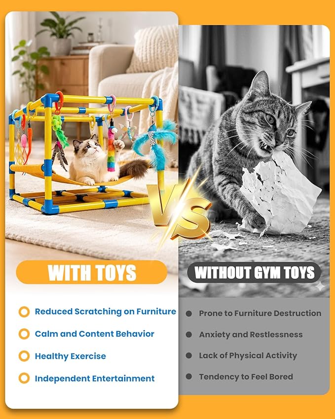 Cat Jungle Gym with Hanging Interactive Toys, Indoor Cat Activity Center with - Image 8