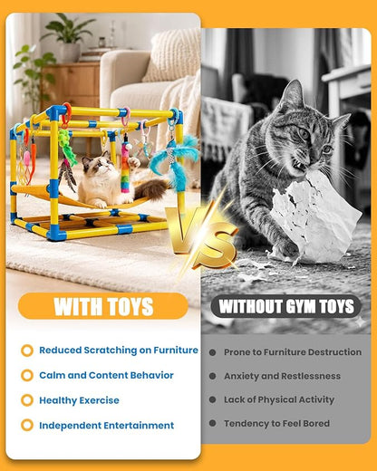 Cat Jungle Gym with Hanging Interactive Toys, Indoor Cat Activity Center with - Image 8