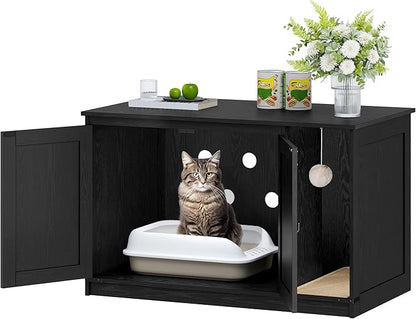 Hzuaneri Cat Litter Box Enclosure, Hidden Litter Box Cabinet Furniture - Image 9