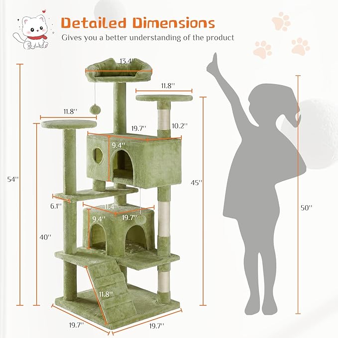 Sweetcrispy 54 Inch Cats Tree Tower, Indoor Cat Condo - Image 7