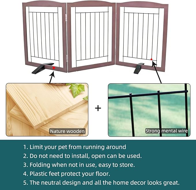 ZJSF Freestanding Dog Fence Indoor, Foldable Dog Gate - Image 6