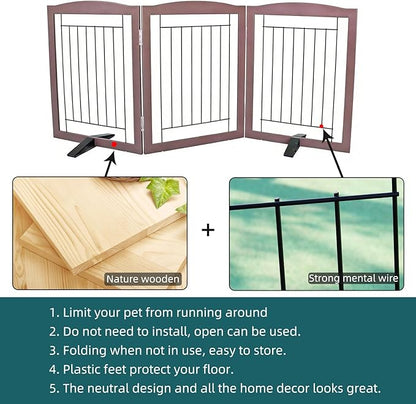 ZJSF Freestanding Dog Fence Indoor, Foldable Dog Gate - Image 6