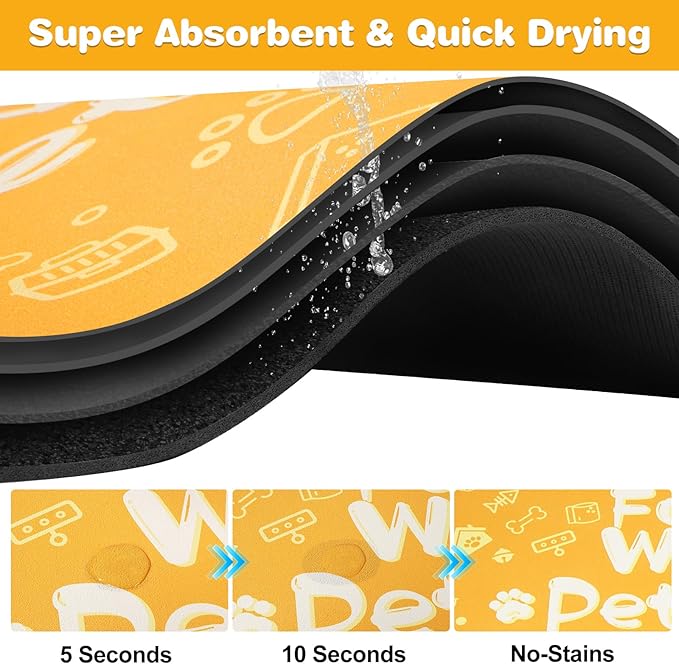 Pet Feeding Mat, Dog Cat Mat for Food and Water, Dog Bowl Waterproof Placemat - Image 2