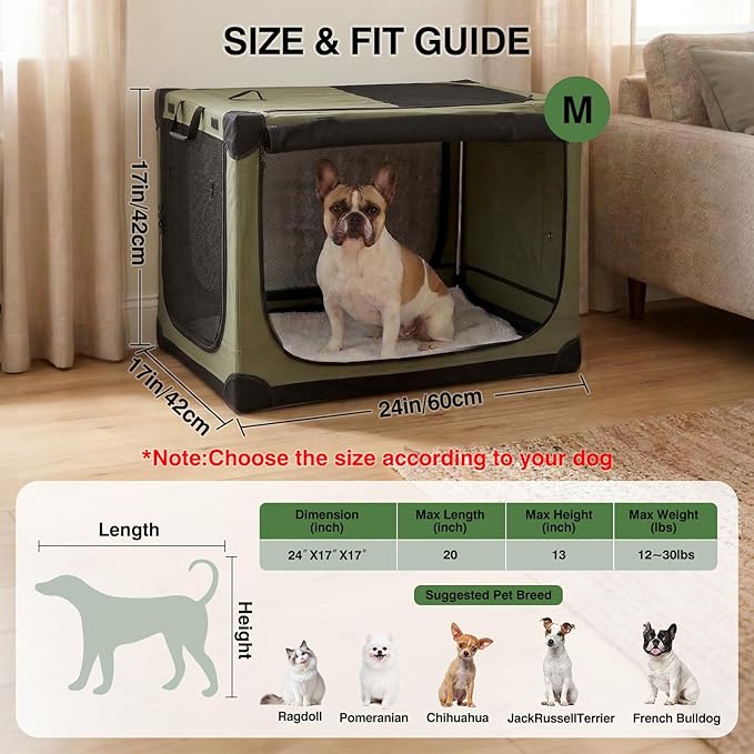Veraste 24" L x 17" W x 17" H Collapsible Travel Dog Crate, Portable Soft Dog - Image 2