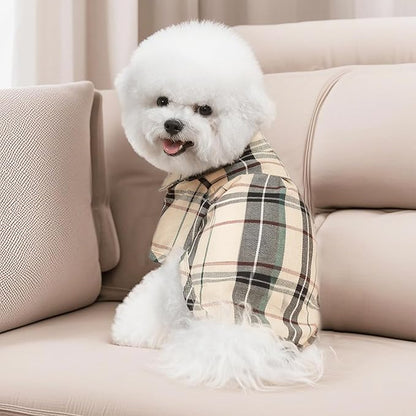 PUPTECK Plaid Dog Shirt, Cute Puppy Cat Polo T-Shirt, Soft Pet Clothes Outfit - Image 9