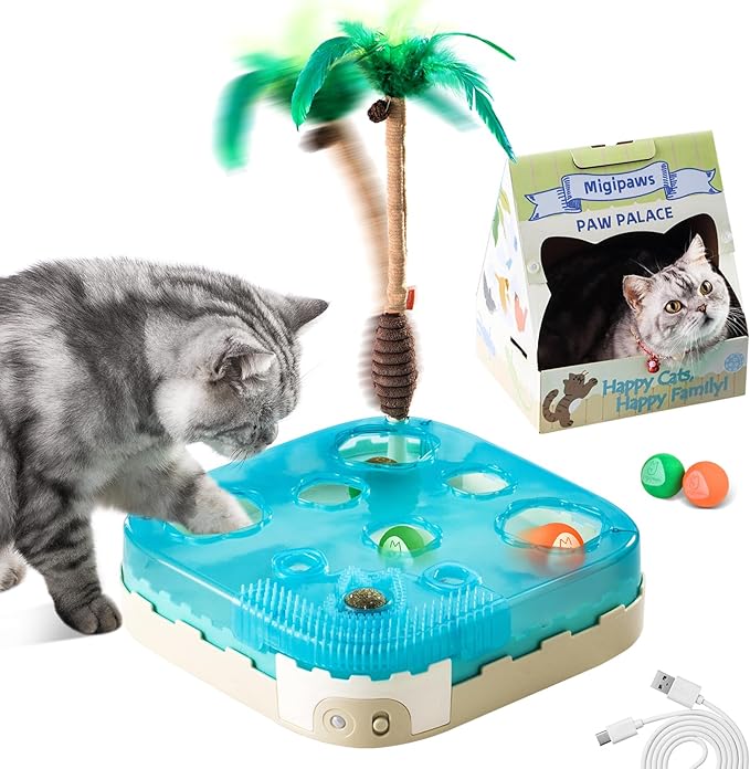 Migipaws 7-in-1 Interactive Cat Toy Motion Activated Indoor Playset by MigipawsCreateMoreEnjoymenttoPetsandFamily