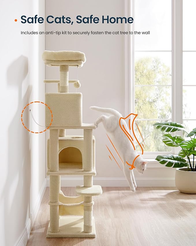 SONGMICS HOME Cat Tree for Indoor Cats, Hammock and Condo - Image 8