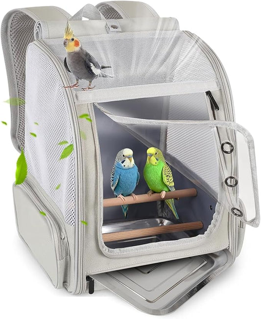 Bird Backpack Carrier with Front Zipper Opening, Portable Bird Travel Carrier by halinfer
