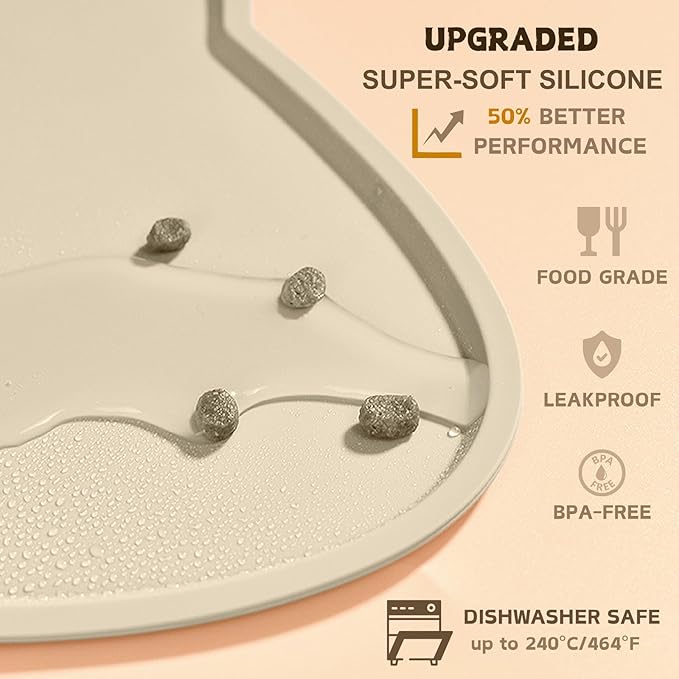 Cat Food Mat, Silicone Non Slip Dog Bowl Mat Waterproof Cat Feeding Mat Stop - Image 3