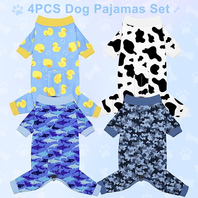 Bienbee Dog Pajamas, 4 Pack Dog Recovery Suit Shedding Suit Cute Soft Puppy - Image 2