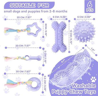 Petcare 6 Pack Puppy Teething Toys, Cute Purple Small Dog Chew Toys - Image 7