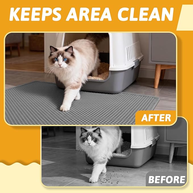Pieviev Cat Litter Mat Double Layer Waterproof Urine Proof Trapping Mat 1 Pack) - Image 5