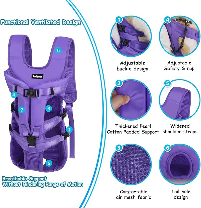PetBonus Pet Front Dog Carrier Backpacks, Adjustable Pet Backpack, Legs Out - Image 2