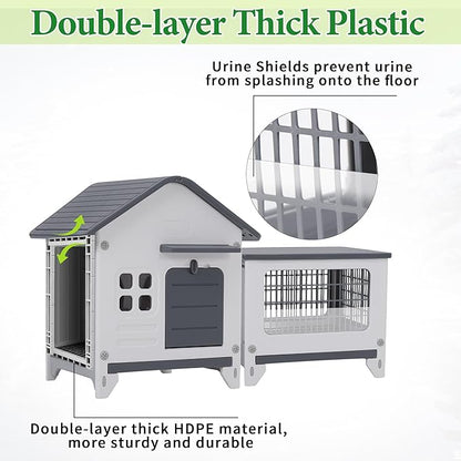 Rabbit Hutch Outdoor Indoor Plastic Waterproof Bunny Cage Enclosure Chew-Proof - Image 3