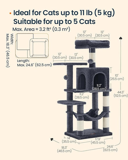 SONGMICS HOME Cat Tree for Indoor Cats, Hammock and Condo, Dark Gray - Image 7