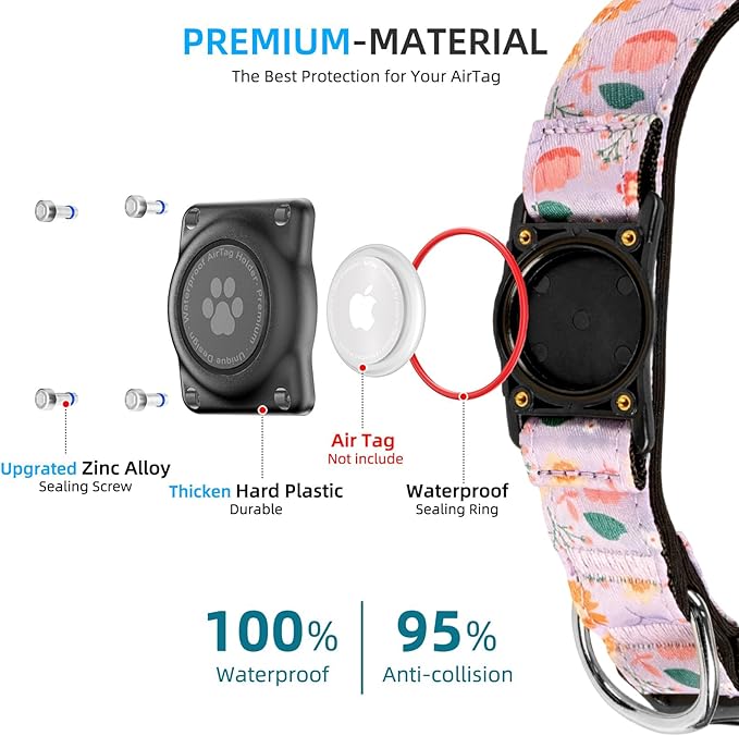 Upgraded AirTag Dog Collar, IP68 Waterproof Air Tag Dog Collar Holder, - Image 3