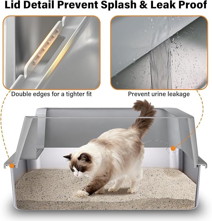 Stainless Steel Litter Box, XL Metal Cat Litter Box - Image 4