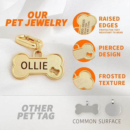 Dogs ID Tags Personalized Front and Back Engraving Brass Bone Shape Small.. - Image 2
