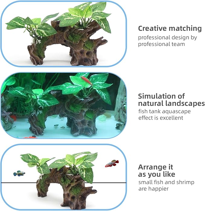 relaqcc Aquarium Decor Ornaments Artifical Driftwood Cave Fish Tank Decorations - Image 3