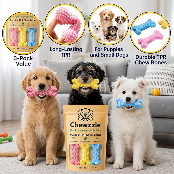 Chewzzle™ 3 Pack Chew Toys for Small Dogs & Puppy Teething Toys | Safe TPR - Image 7