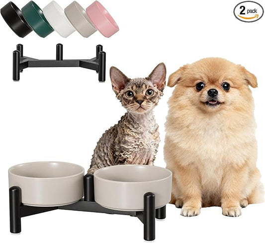 Raised Ceramic Dog Bowl Set by PTOBER